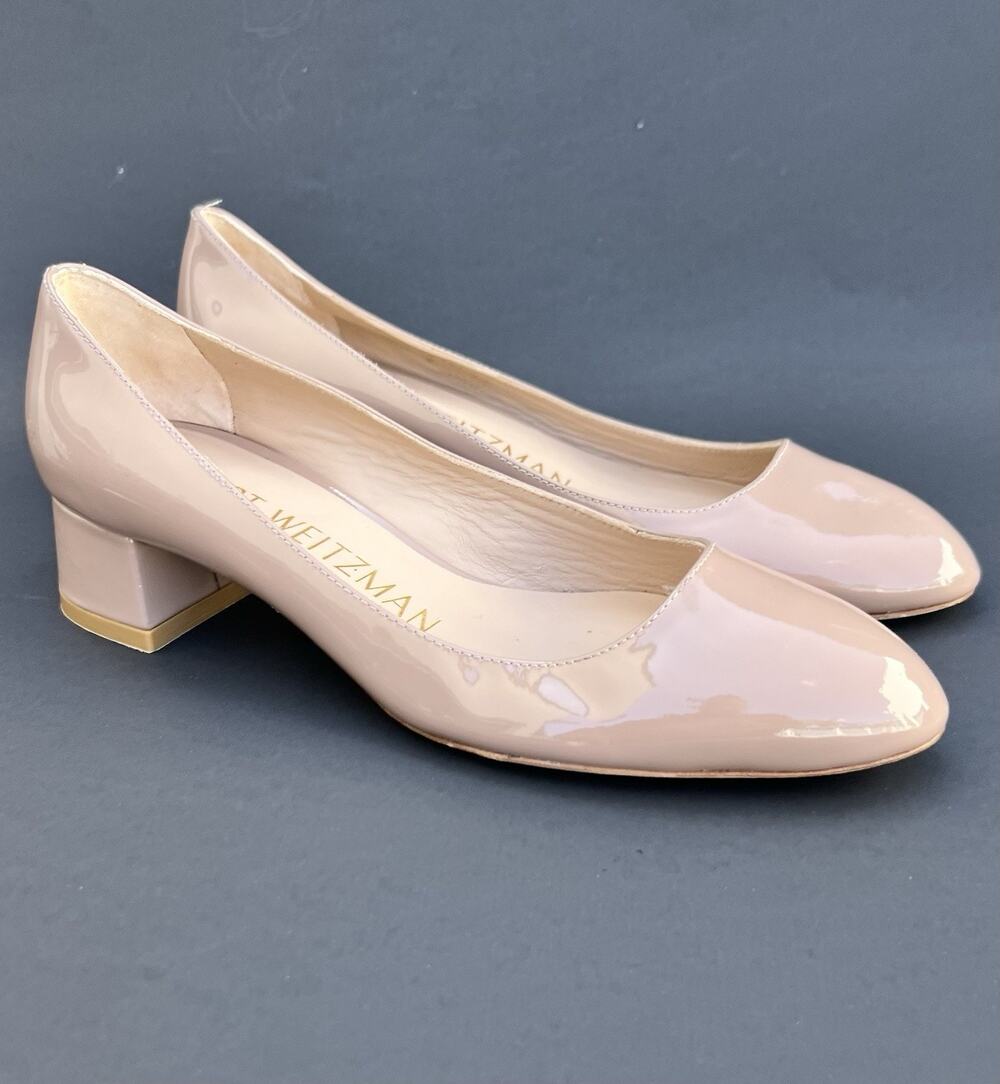 Stuart Weitzman Maeve Block Heel Pump Beige Women's Size 5 US
